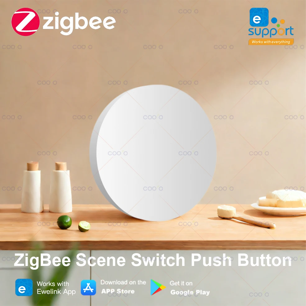 Ewelink Zigbee Smart Push Button Wireless Scene Switch App Fernbedienung Automatisierung Szenario Switch Funktioniert mit Zigbee2MQTT Image