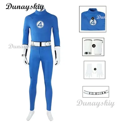 Film Fantastic Four Cosplay Kostüm Thunderbolt Fire Blau und Weiß Overall Superheld Halloween Party Image