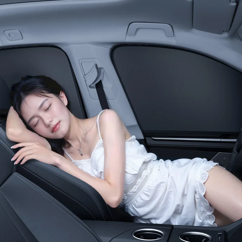 1 Paar starker magnetischer Sonnenschutz, doppelseitiger magnetischer Autovorhang, blickdichter Auto-Sonnenschutz, Sommer-Sonnenschutz Image