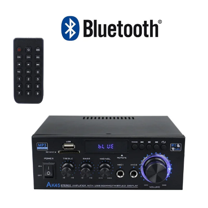 Kanal 2.0 Surround Sound HiFi Digitalverstärker AK45 Bluetooth MP3 AMP Unterstützung 90V-240V für Home Car MAX 300W*2 für Lautsprecher Image