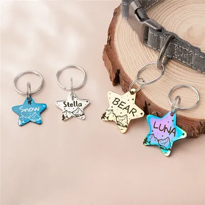 Personalisierter Bergsterne-Anhänger, Anti-Verlust-Haustierhalsband, individueller Name, Image