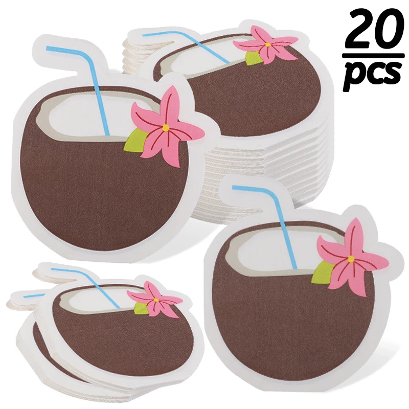 20Pcs Kokospapier Servietten Hawaiian Party Einweg Taschentücher Eis Sommer Tropischen Geburtstag Dekor Strand Hochzeit Liefert Image