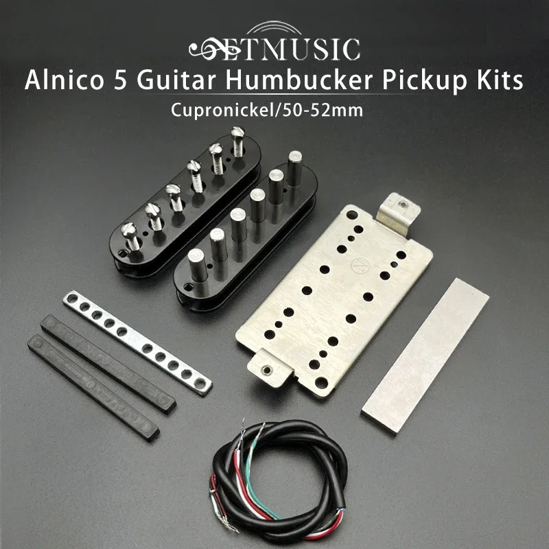 [Pickup DIY Kits] Alnico 5 Humbucker Pickup Kits-Cupro nickel Grundplatte/festes/verstellbares Stangen stück/4c Kabel Pickup Kits Image