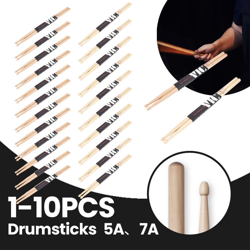 5-1 Paar 5A/7A Drumsticks Schlägel Konsistente Gewichtsabstand American Hickory Drumsticks Klassische Drumsticks Percussion Zubehör Image