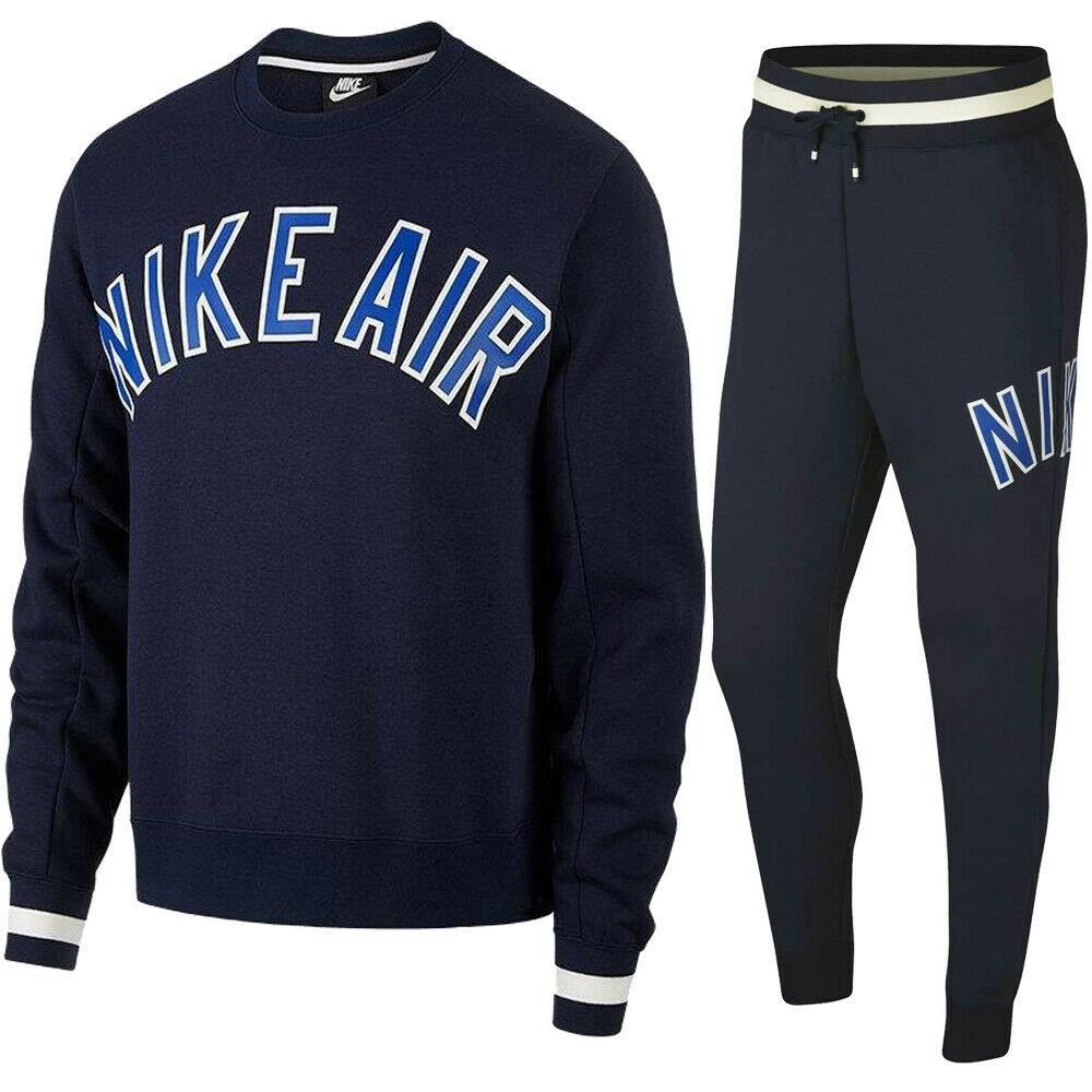 Nike Air Fleece Full Crewneck Trainingsanzug Set Navy Image