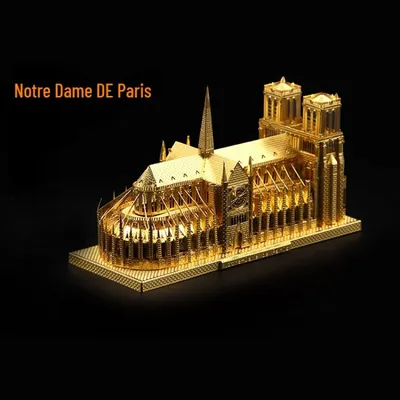 3D Three-dimensional Puzzle Metal Model Handmade DIY Notre Dame Cathedral Adult Assembly Puzzle Gift