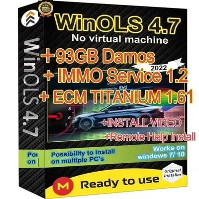 Newest ECU Programming Tool Winols 4.7 Software+ 93GB Damos Files +ECM TITANIUM 26100+ Immo Service