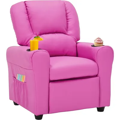 Candy Kids Reclining Chair Leather Recliner Toddler Youth Children Child Ages 1-6, Children's Sofas