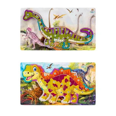 Alphabet Dinosaur Wooden Puzzle Cartoon Jigsaw Puzzle Montessori Toy Fine Motor Skill Intelligent