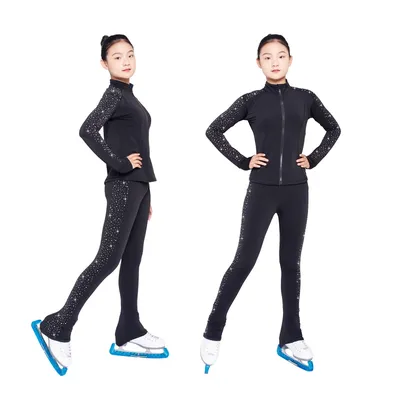 Skating clothes girls' four seasons thin flannel diamond figure skating pants children's summer