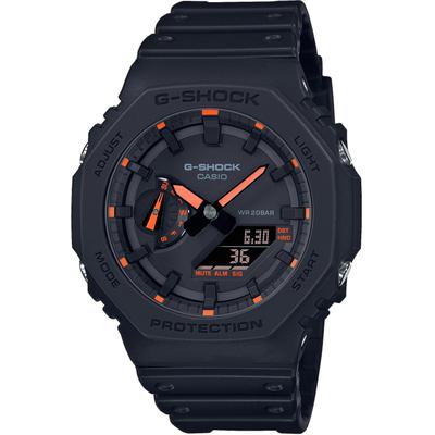 Chronograph CASIO G-SHOCK, schwarz (orange, schwarz), Armbanduhren, Herren, Quarzuhr,Armbanduhr,Herrenuhr, digital,bis 20bar wasserd. Resinarmband Image