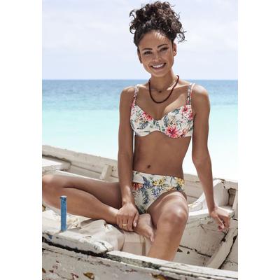Bügel-Bikini-Top LASCANA "Salsa", Damen, Gr. 40, Cup C, beige (creme bedruckt), Microfaser, Recycling-Polyamid, geblümt, Bikini-Oberteile, mit tollem Blumenprint Image