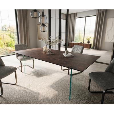 DELIFE Esstisch Edge 200x100 Glas Antique-braun Gestell Glas, Esstische Image
