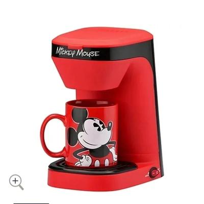 Disney Kitchen | -Mickey Mouse Coffee Maker Single Serve With 12oz Coffee Mug Included | Color: Black/Red | Size: Os
