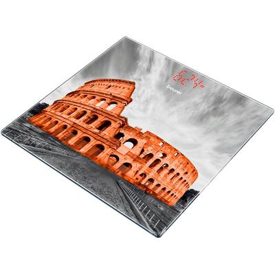 Personenwaage BEURER "GS 215 Rome", grau (grau, orange), PersonenwaagenB:20cm H:2,4cm T:30cm, Sicherheitsglas, Trittfläche aus Sicherheitsglas, Tragkraft 180 kg, Überlastungsanzeige, B:20cm H:2,4cm T:30cm