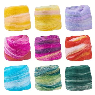 TEMU Premium Needle Felting Roving Kit - 8/9 Assorted Colors, 5g Each, Ideal For Diy Felted Animal Crafts & Sewing Projects, Craft Material, Color Image