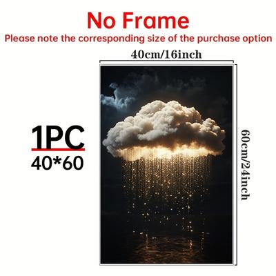 TEMU 1pc Canvas Poster, , Single With Rain Pouring Down, Ideal Gift For Bedroom Living Room , Wall Art, Wall Decor, Winter Decor, Room Decoration, Aesthetic Room Decor Image