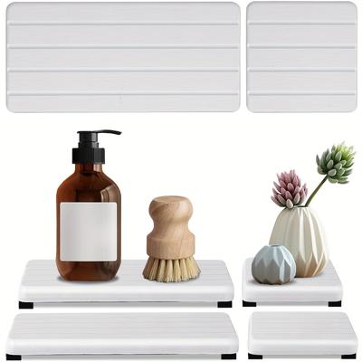 TEMU 4pcs Diatomite Stone Tray, 100% Composition, Fast Drying, Water Absorbing, For Kitchen Sink, Bathroom Counter, Hand Soap Dish, Toothbrush Holders Image