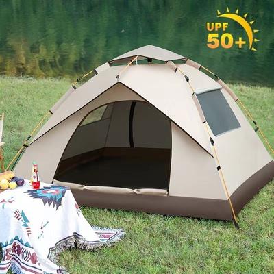 TEMU 2-3 Person Automatic Opening Tent With 2 Mesh Windows, Uv-proof Dome Design, Beige Oxford Fabric & Alloy Poles - Outdoor Camping, Picnics, And Relaxation Or River, Camping Tent Image