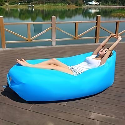 TEMU Inflatable Outdoor Sofa - Portable, Foldable, And Durable Polyester Fabric For Camping, Beach, Or Backyard Relaxation - Includes Storage Bag - Holidays And Outdoor Gatherings Image