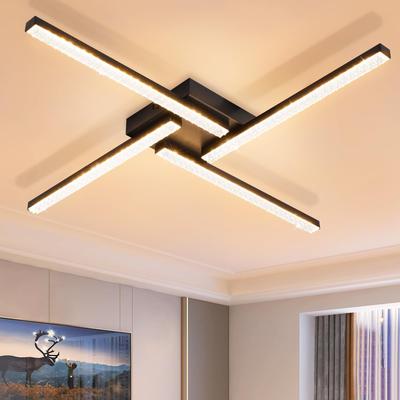 TEMU Led Ceiling Light Bedroom Black - Led Ceiling Lamp 20w Living Room Lamp Modern Crystal Metal Ceiling Lamp 3000k Warm White For Living Room Hallway Kitchen Office Image