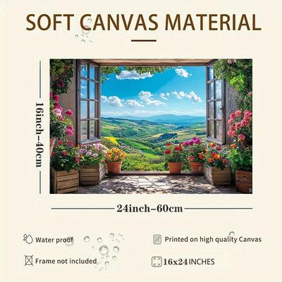 TEMU 1pc View Canvas Poster - , Waterproof Wall Art With Vibrant Floral Scene For Living Room, Bedroom, Home Office - Uv & Fade Resistant, Ideal Gift For Home Decor, Aesthetic Home Decor Image