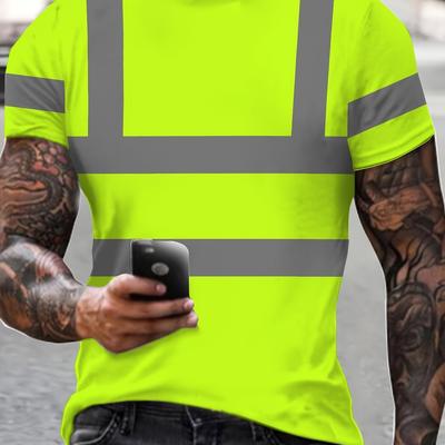 TEMU 3d Digital Printing Sports Fashion Novelty T-shirt, Green Stripe, Men's Image