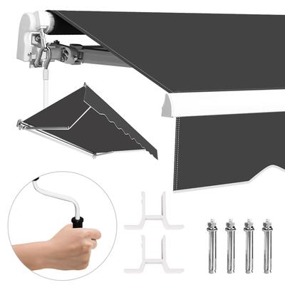 TEMU Sun Awning Retractable Manual Awning Articulated Arm Awning Pa Coated Uv Protection With Hand Crank, Sun Protection Sun Shade Sunscreen Cafe Shop, Polyester Material Image