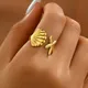 Summer Beach Stainless Steel Starfish Shell Open Rings For Women Gold Plated Ocean Style Finger Rings Fashion Women Jewelry Gift