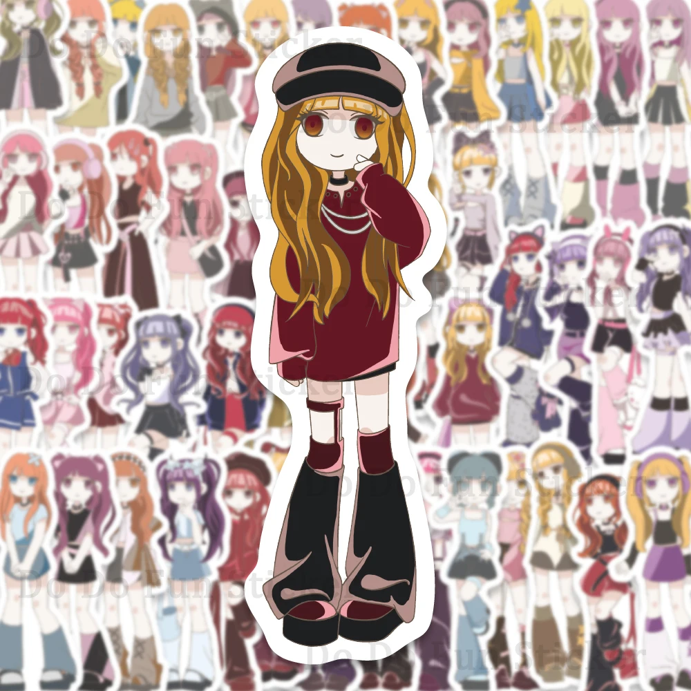 50PCS Cartoon Y2K Mode Aufkleber Wasserdichte PVC Coole Hübsche Personalisierte Kunst Dekoration Tasse Telefon Fall Sammelalbum Laptop Image