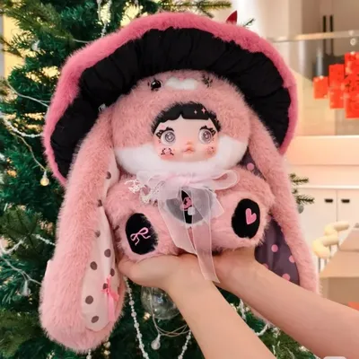 Nommi 400% V2 Mushroom Hat Mystery Blind Box Collectible Plush Doll Cute Desk Decor Gift for Girls Collectors Christmas Birthday