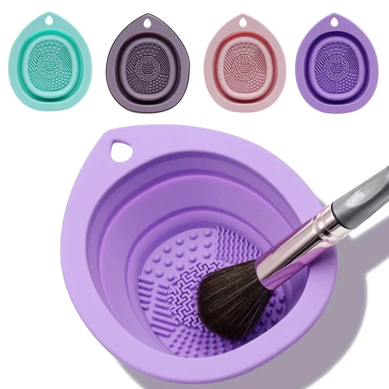 Silikon Make-Up Pinsel Reiniger Falten Puderquaste Reinigung Schüssel Lidschatten Pinsel Waschen Weiche Matte Schönheit Werkzeuge Wäscher Box Image