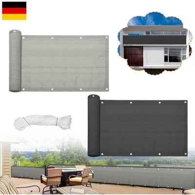 Balkonsichtschutz 600 x 90cm hdpe Sichtschutz Balkon Balkonbespannung Windschutz Seitenmarkise Grau Image
