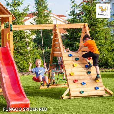 Fungoo Modul "Spider Red" teak Kletterwand/Rampe mit 1 x Schaukelsitz Image