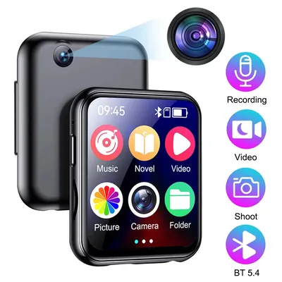 Bluetooth 5.4 HiFi-MP3-Musikplayer mit hochauflösendem Walkman MP4-Voll-Touchscreen, integriertem Lautsprecher, Video-Player, FM/E-Book Image