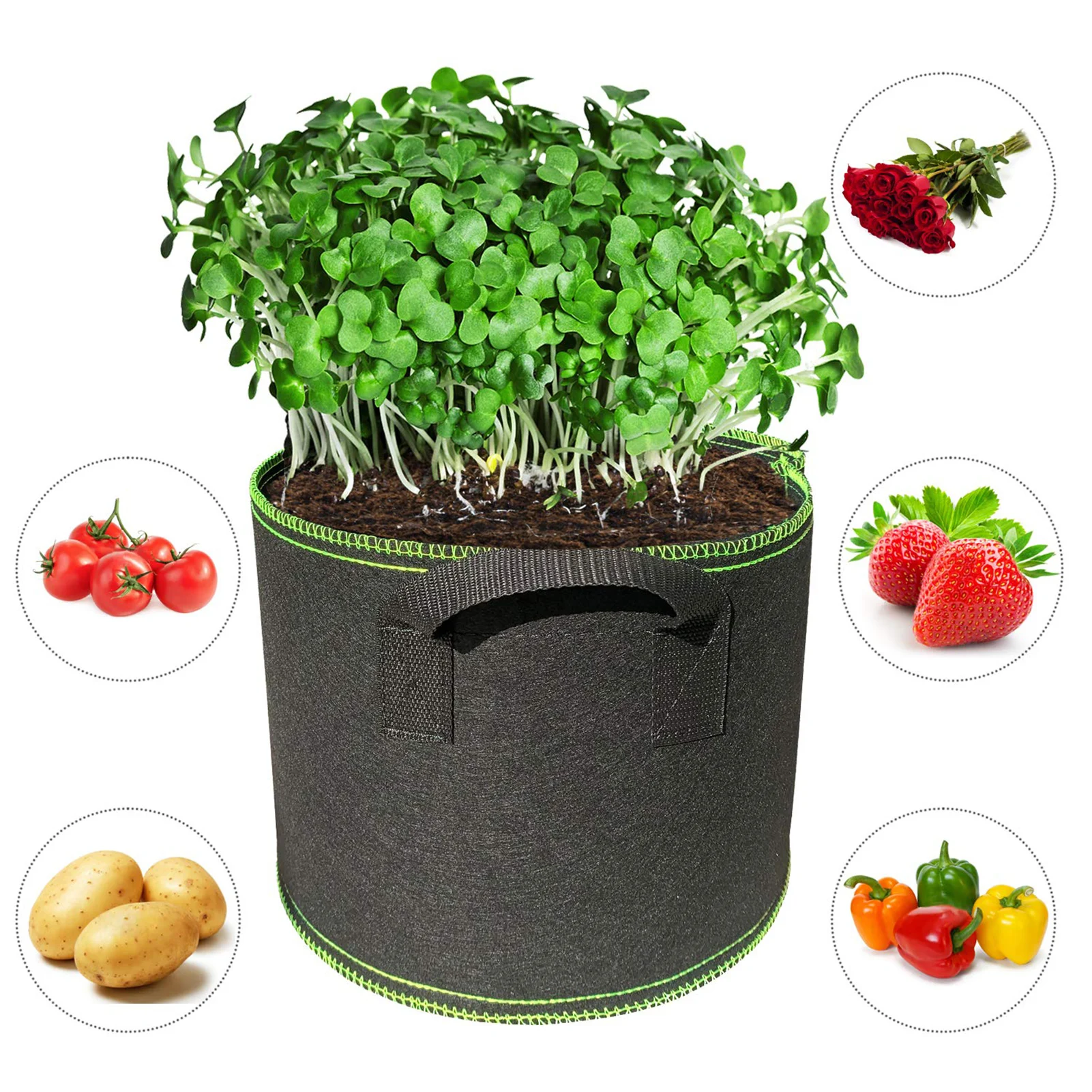 Multi-größe Pflanzen Pflanzen Tasche Blumentopf Tuch Pflanzen Gartengeräte Hausgarten Pflanzen Obst Gemüse Pflanzen Tasche Image