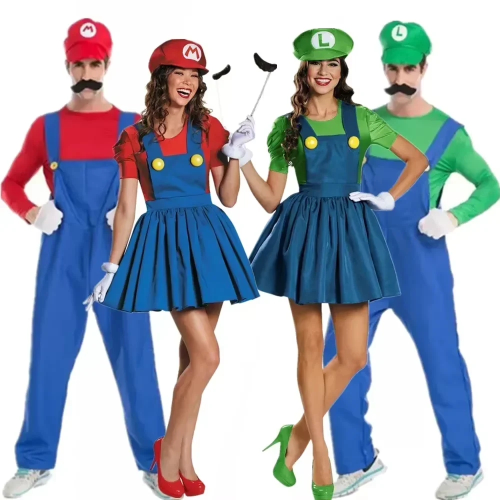 Halloween Karneval Erwachsene Männer Lustige Super Spiel Cosplay Kostüm Luigi Bros Klempner Weihnachten Kostüm Image