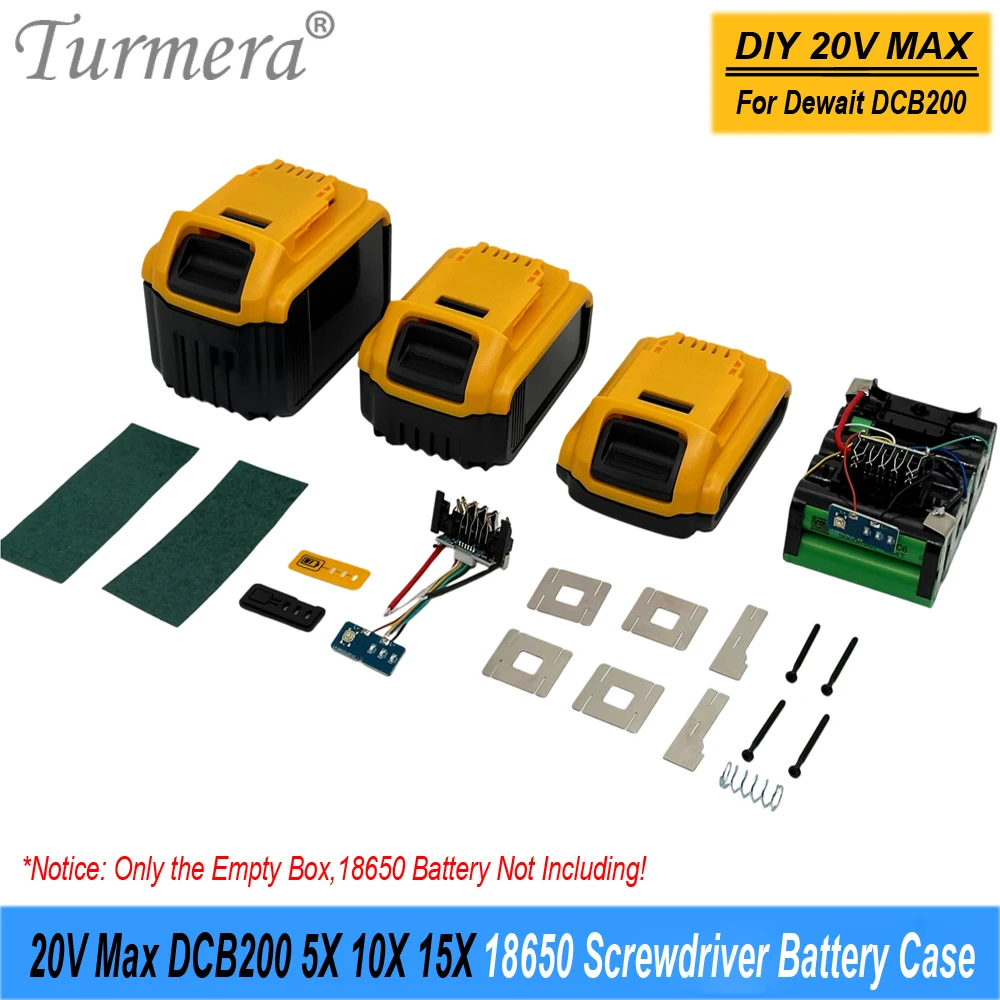 Turmera 20 V Max DCB200 Serie 5X 10X 15X 18650 Batteriegehäuse BMS Schweißen Nickel zum Ersetzen von De Walt Akku-Werkzeugbatterien Image