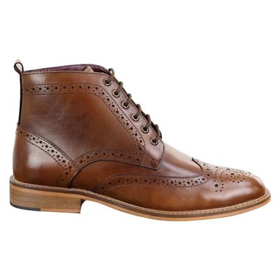 Klassische Oxford-Brogue-Stiefeletten für Herren aus hellbraunem Leder Image