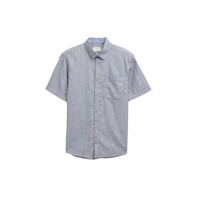 TOM TAILOR Herren Regular Fit Kurzarmhemd aus Baumwolle, blau, Meliert, Gr. XL Image