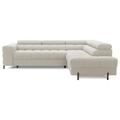Canapé d'angle droit convertible 5 places en tissu bouclette beige