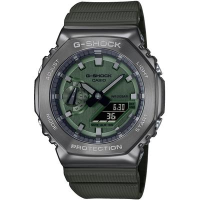 Chronograph CASIO G-SHOCK, grün (olivgrün, anthrazit), Armbanduhren, Herren, Quarzuhr Armbanduhr,Herren,digital,bis 20bar wasserd.,Edelstahlarmband