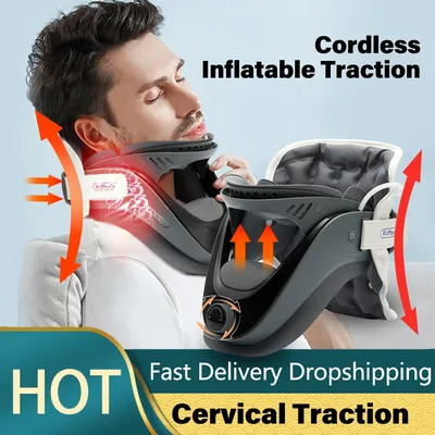 Cervical Neck Traction Device, 5 Airbag Support for Neck Pain Relief Neck Stretcher Air Pump