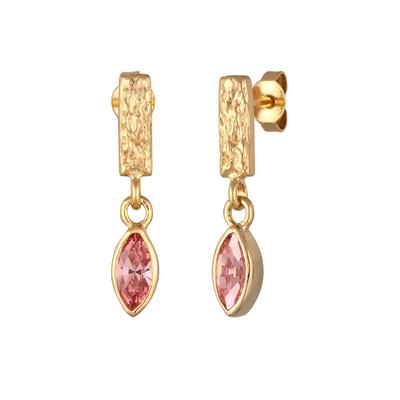 Elli - Ohrstecker Rechteck Glas Kristalle Rose 925 Sterling Silber vergoldet Ohrringe 1 ct Damen Image