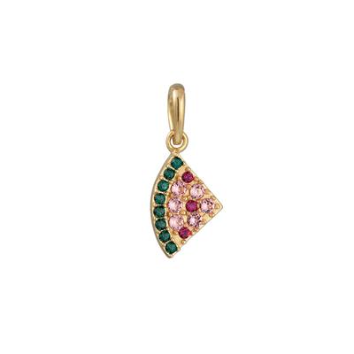 Elli - Pizzastück Glas Kristalle Bunt 925 Sterling Silber vergoldet Charms & Kettenanhänger 1 ct Damen Image
