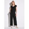 Overall STREET ONE, Damen, Gr. 42, EURO-Größen, schwarz, Stoff, 95% Viskose, 5% Elasthan, unifarben, casual, normal knöchelfrei, V-Ausschnitt, Kurzarm Bündchen, Overalls, mit seitlichen Einschubtaschen