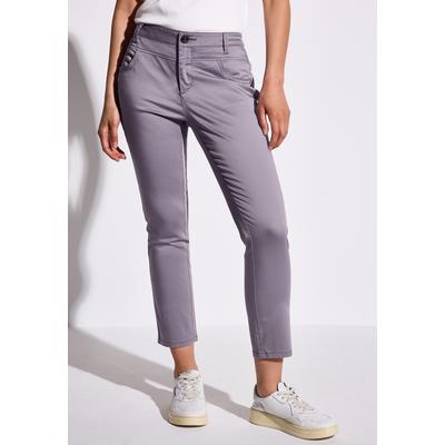 7/8-Hose STREET ONE, Damen, Gr. 42, Länge 26, lila (wisteria lila), Web, 97% Baumwolle, 3% Elasthan, unifarben mit Farbeinsatz, casual, comfort fit 7/8-Länge, Hosen, 4-Pocket Style, Topseller Image