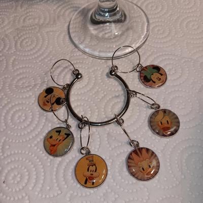 Disney Dining | Disney Character Wine Charms Set | Color: Red/Silver | Size: Os