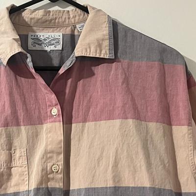 Levi's Shirts | American Vintage Colorful Stripe 80s Perry Ellis Levi's Strauss Button Down L | Color: Red/Tan | Size: L