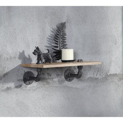 ACME Brantley Wall Rack with 1 Shelf in Oak and Sandy Black